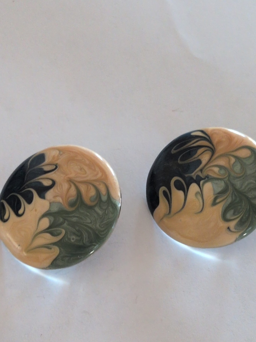 Marbled Round Ceramic Drawer Knobs - Green, Tan, Black